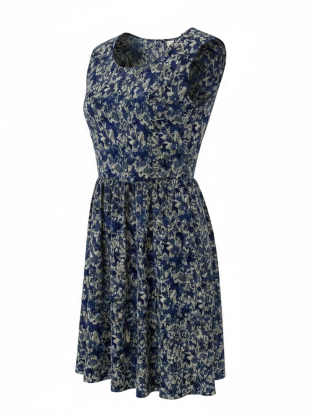 Barneys New York Printed Dress with Pleated Detail, Size Large (fits U.S. 8-10)